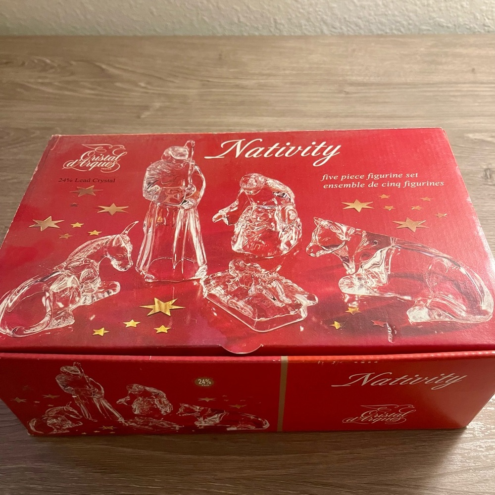 Vintage Cristal D’Arques Christmas Nativity Scene 5 Piece 24% Lead Crystal - Picture 2 of 5